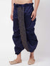 Vastramay Men's Navy Blue Silk Blend Embroidered Dhoti
