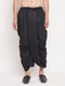 Vastramay Men's Black Silk Blend Solid Pleated Dhoti