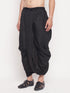 Vastramay Men's Black Silk Blend Solid Pleated Dhoti