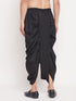 Vastramay Men's Black Silk Blend Solid Pleated Dhoti