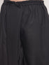 Vastramay Men's Black Silk Blend Solid Pleated Dhoti