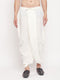 Vastramay Men's Cream Silk Blend Solid Pleated Dhoti