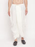 Vastramay Men's Cream Silk Blend Solid Pleated Dhoti