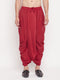 Vastramay Men's Maroon Silk Blend Solid Pleated Dhoti