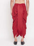 Vastramay Men's Maroon Silk Blend Solid Pleated Dhoti