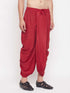 Vastramay Men's Maroon Silk Blend Solid Pleated Dhoti