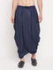 Vastramay Men's Navy Blue Silk Blend Solid Pleated Dhoti