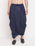 Vastramay Men's Navy Blue Silk Blend Solid Pleated Dhoti