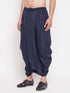 Vastramay Men's Navy Blue Silk Blend Solid Pleated Dhoti