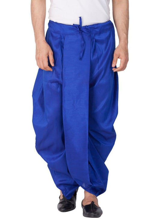 Vastramay Men's Blue Cotton Silk Blend Dhoti