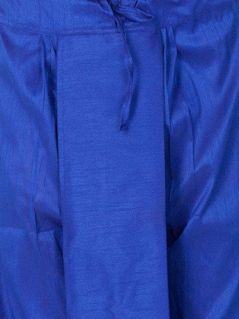Vastramay Men's Blue Cotton Silk Blend Dhoti