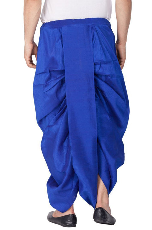 Vastramay Men's Blue Cotton Silk Blend Dhoti