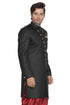 VASTRAMAY Men's Black Silk Blend Sherwani Only Top