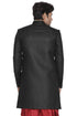 VASTRAMAY Men's Black Silk Blend Sherwani Only Top
