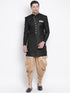 VASTRAMAY Men's Black Silk Blend Kurta and Dhoti Pant Set
