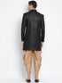 VASTRAMAY Men's Black Silk Blend Kurta and Dhoti Pant Set