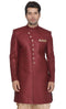 Vastramay Men's Maroon Silk Blend Sherwani Only Top