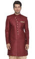 Vastramay Men's Maroon Silk Blend Sherwani Only Top