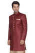 Vastramay Men's Maroon Silk Blend Sherwani Only Top