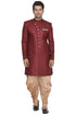 Vastramay Men's Maroon Silk Blend Sherwani Only Top