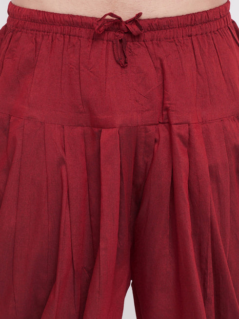 Vastramay Men's Floral Printed Multicolor-Base-Cream And Maroon Silk Blend Sherwani Set