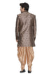 VASTRAMAY Men's Brown Cotton Silk Blend Sherwani Set