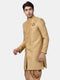 VASTRAMAY Men's Beige Silk Blend Sherwani Only Top