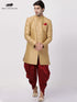 VM By VASTRAMAY Men's Beige Silk Blend Sherwani Set