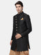VASTRAMAY Men's Black Silk Blend Sherwani Only Top