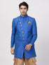 VASTRAMAY Men's Blue Silk Blend Sherwani Only Top