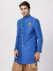 VASTRAMAY Men's Blue Silk Blend Sherwani Only Top