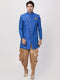 VM By VASTRAMAY Men's Blue Silk Blend Sherwani Set