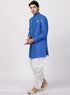 VM By VASTRAMAY Men's Blue Silk Blend Sherwani Set