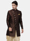VASTRAMAY Men's Brown Silk Blend Sherwani Only Top