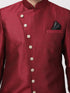 VASTRAMAY Men's Maroon Silk Blend Sherwani Only Top