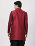 VASTRAMAY Men's Maroon Silk Blend Sherwani Only Top