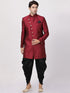VM By VASTRAMAY Men's Maroon Silk Blend Sherwani Set