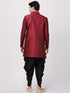 VM By VASTRAMAY Men's Maroon Silk Blend Sherwani Set