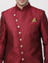 VASTRAMAY Men's Maroon Silk Blend Sherwani Set