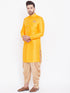 Vastramay Men's Mustard And Rose Gold Silk Blend Sherwani Set