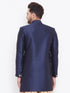 Vastramay Men's Navy Blue Silk Blend Sherwani Only Top