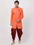 VASTRAMAY Men's Orange Silk Blend Sherwani Only Top