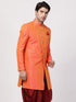 VASTRAMAY Men's Orange Silk Blend Sherwani Only Top