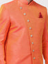VASTRAMAY Men's Orange Silk Blend Sherwani Only Top