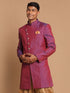 Vastramay Men's Purple Angrakha Style Jute Royal Sherwani Only Top