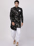 VASTRAMAY Men's Black Silk Blend Sherwani Set