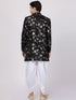 VASTRAMAY Men's Black Silk Blend Sherwani Set