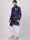 VASTRAMAY Men's Blue Silk Blend Sherwani Set