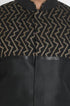 VASTRAMAY Men's Black Silk Blend Sherwani Only Top