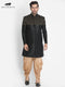 VASTRAMAY Men's Black Silk Blend Sherwani Set
